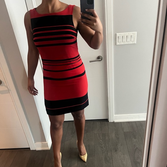 Red & Navy striped dress - Picture 2 of 3